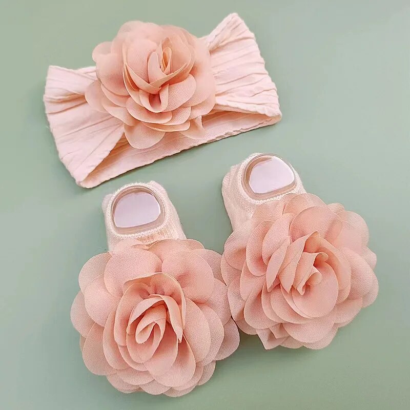 Toddler Sock Set - Cute Baby Socks+ Headbands Set Non