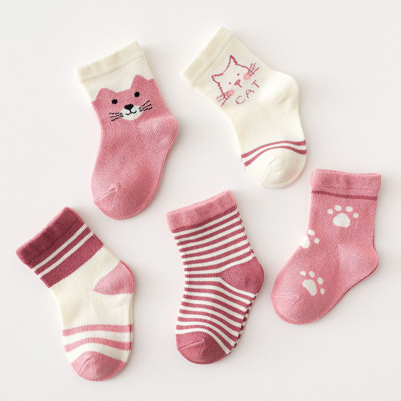 Toddler Sock Set - 5Pairs/Set Cartoon Baby Girl Socks Cute