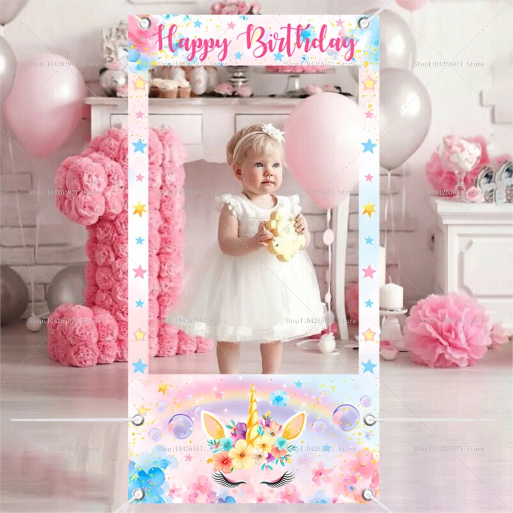Unicorn Theme Photo Booth Fram - Baby Zebra Clothing ulasan dan harga
