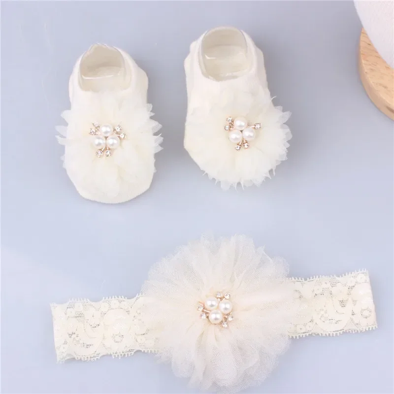 Lovely Pearl Bows Baby Headban - Toddler Sock Set ulasan dan harga