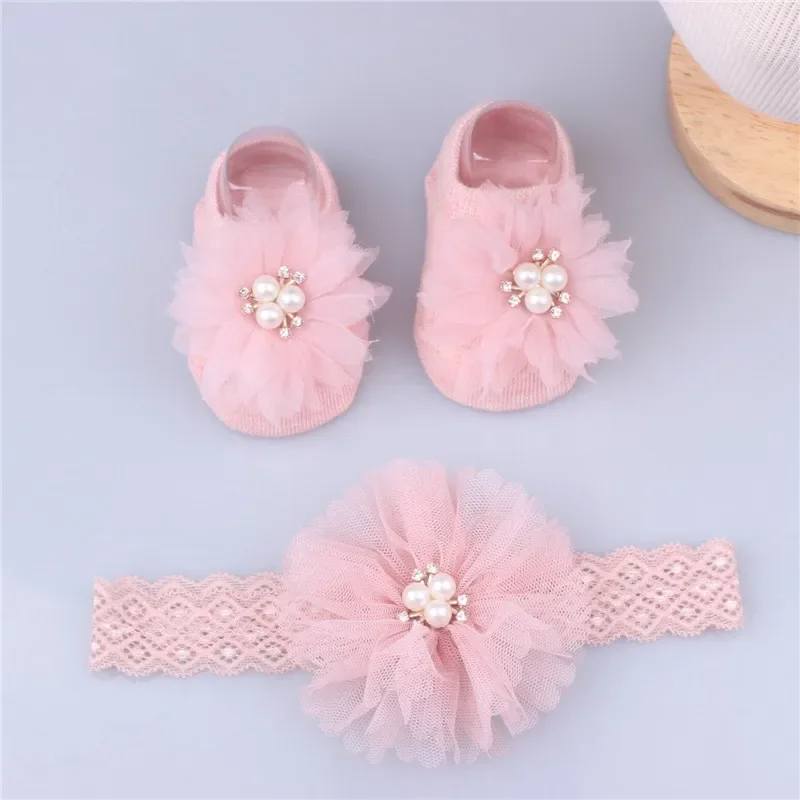 Lovely Pearl Bows Baby Headban - Toddler Sock Set ulasan dan harga