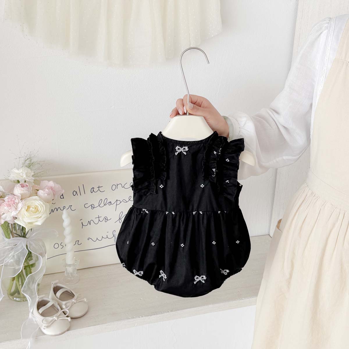 Baby Girl Black Bow Print Romp - Baby Clothing Online ulasan dan harga
